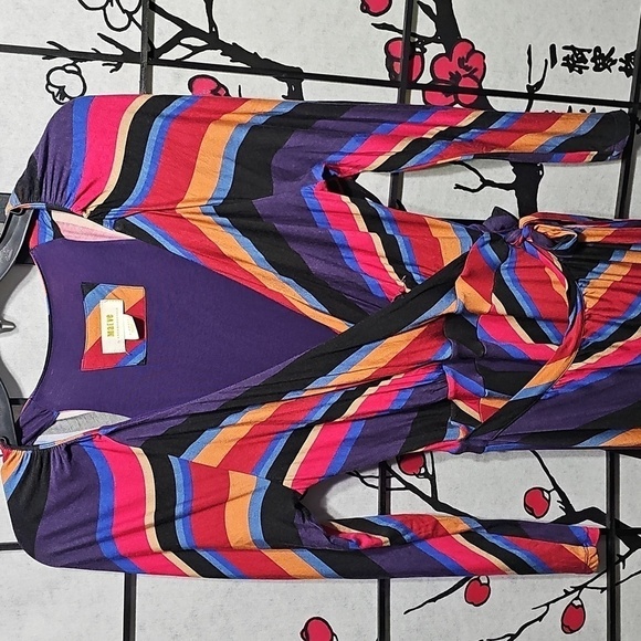 Maeve Anthropologie Multicolor Striped Wrap Dress Size XS - Picture 3 of 6